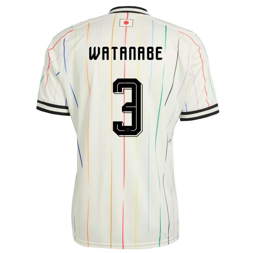 Danxen Hombre Camiseta Japón Naohiro Watanabe #3 Blanco Negro 2ª Equipación 26-28 La Camisa