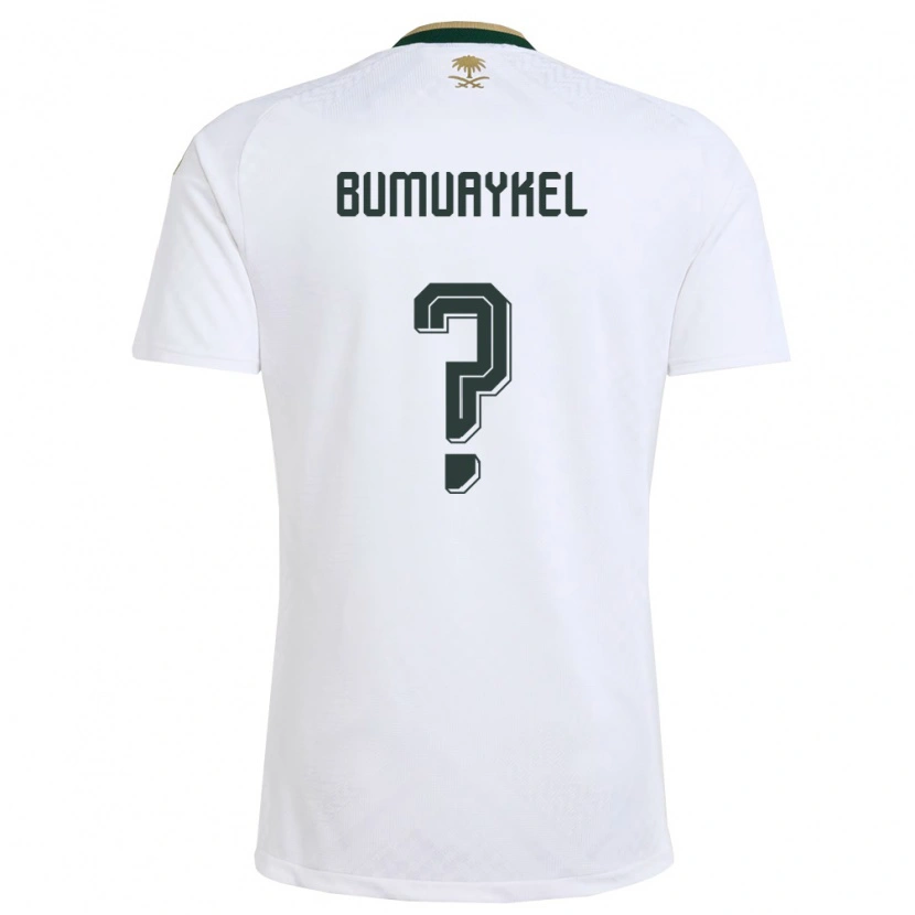 Danxen Hombre Camiseta Arabia Saudita Mohammed Bumuaykel #0 Blanco Verde Oro 2ª Equipación 26-28 La Camisa