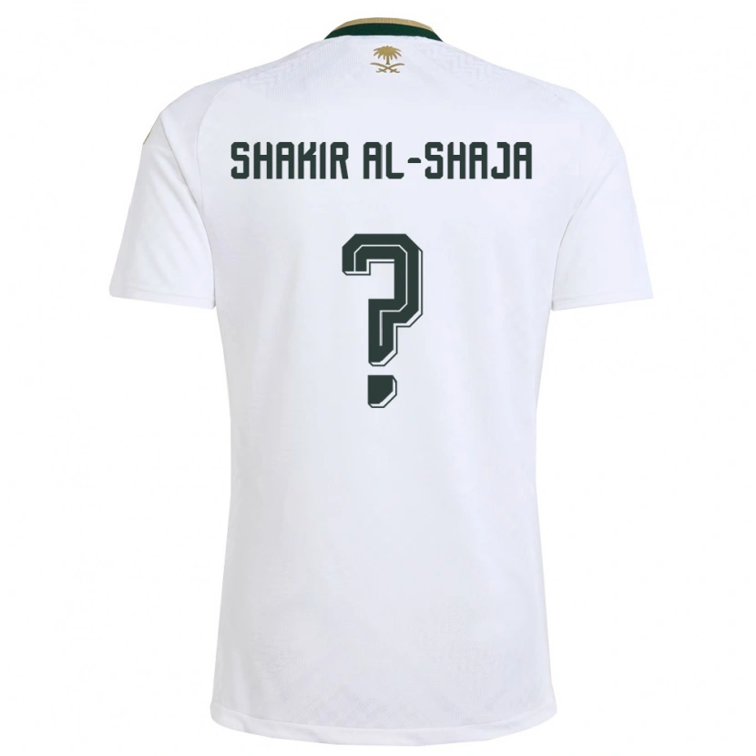 Danxen Hombre Camiseta Arabia Saudita Sultan Shakir Al-Shaja #0 Blanco Verde Oro 2ª Equipación 26-28 La Camisa