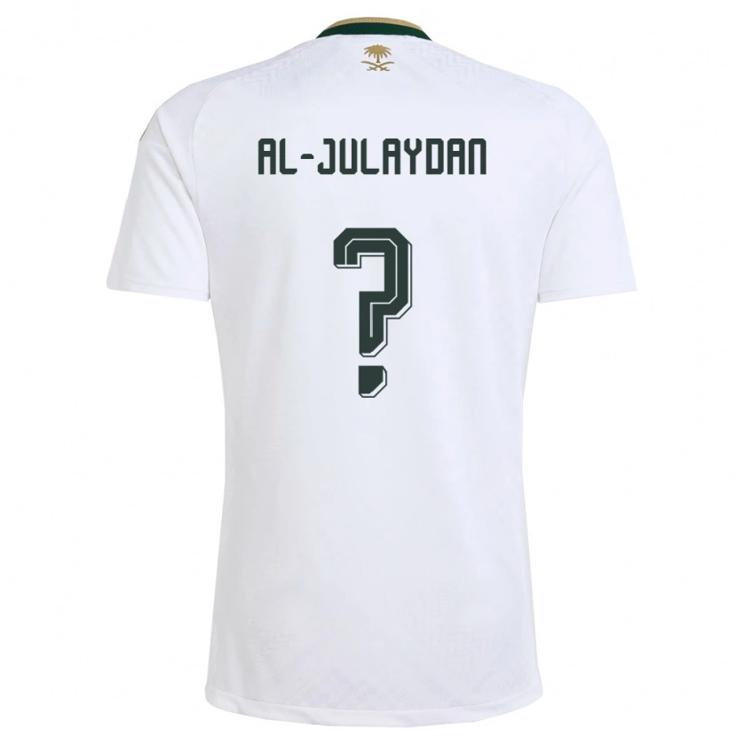 Danxen Hombre Camiseta Arabia Saudita Ahmed Al-Julaydan #0 Blanco Verde Oro 2ª Equipación 26-28 La Camisa