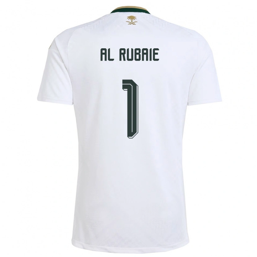 Danxen Hombre Camiseta Arabia Saudita Mohammed Al Rubaie #1 Blanco Verde Oro 2ª Equipación 26-28 La Camisa