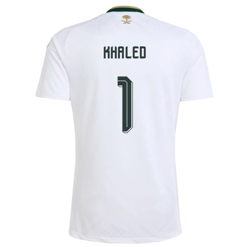 Danxen Hombre Camiseta Arabia Saudita Sarah Khaled #1 Blanco Verde Oro 2ª Equipación 26-28 La Camisa