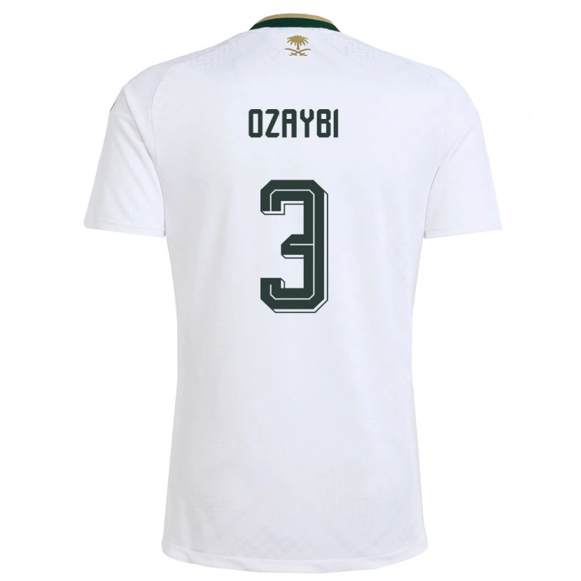 Danxen Hombre Camiseta Arabia Saudita Raed Ozaybi #3 Blanco Verde Oro 2ª Equipación 26-28 La Camisa