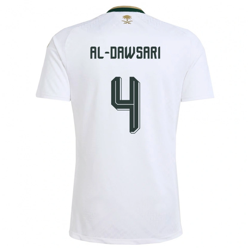 Danxen Hombre Camiseta Arabia Saudita Abdullah Al-Dawsari #4 Blanco Verde Oro 2ª Equipación 26-28 La Camisa