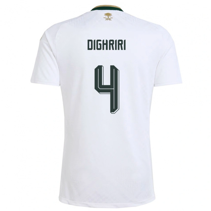 Danxen Hombre Camiseta Arabia Saudita Khalid Dighriri #4 Blanco Verde Oro 2ª Equipación 26-28 La Camisa