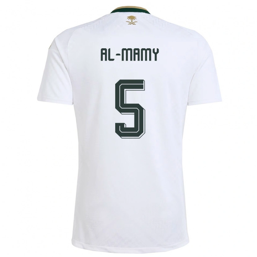 Danxen Hombre Camiseta Arabia Saudita Abdulrahman Al-Mami #5 Blanco Verde Oro 2ª Equipación 26-28 La Camisa