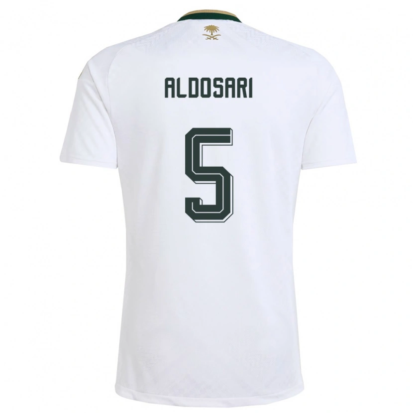 Danxen Hombre Camiseta Arabia Saudita Mohammed Aldosari #5 Blanco Verde Oro 2ª Equipación 26-28 La Camisa