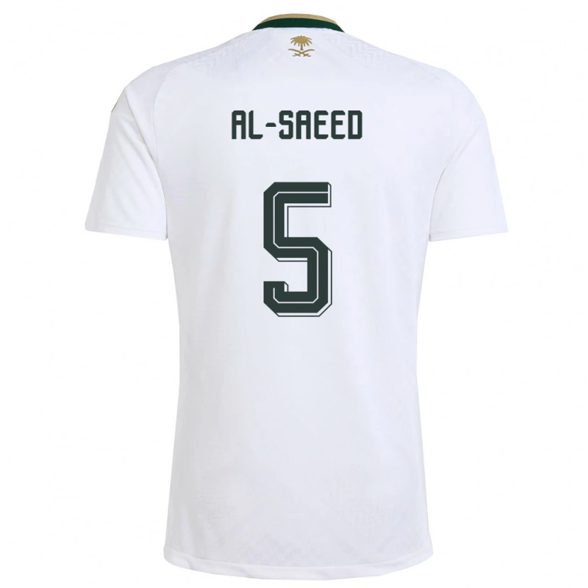 Danxen Hombre Camiseta Arabia Saudita Turki Al-Saeed #5 Blanco Verde Oro 2ª Equipación 26-28 La Camisa