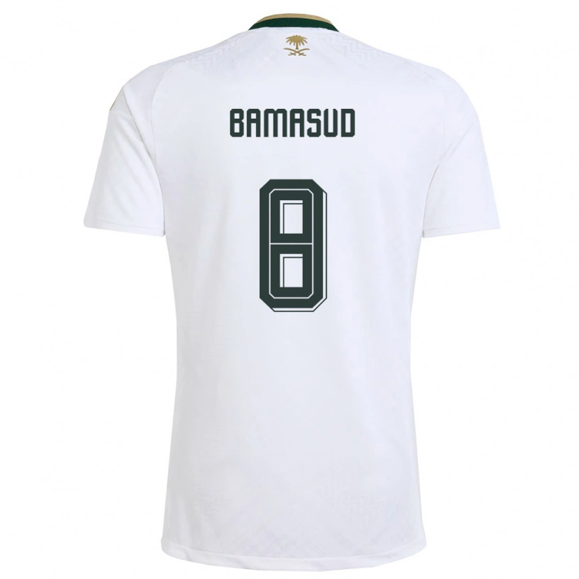 Danxen Hombre Camiseta Arabia Saudita Ahmed Bamasud #8 Blanco Verde Oro 2ª Equipación 26-28 La Camisa