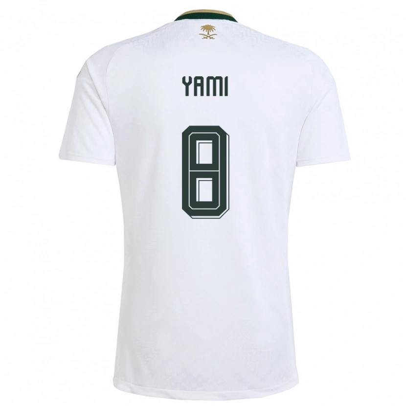 Danxen Hombre Camiseta Arabia Saudita Riyadh Yami #8 Blanco Verde Oro 2ª Equipación 26-28 La Camisa