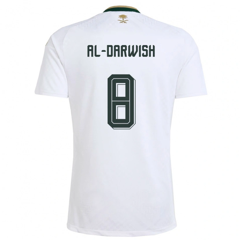 Danxen Hombre Camiseta Arabia Saudita Mohammed Al-Darwish #8 Blanco Verde Oro 2ª Equipación 26-28 La Camisa