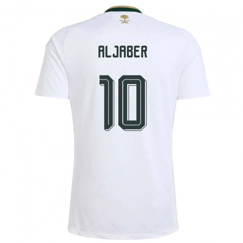 Danxen Hombre Camiseta Arabia Saudita Yassen Aljaber #10 Blanco Verde Oro 2ª Equipación 26-28 La Camisa