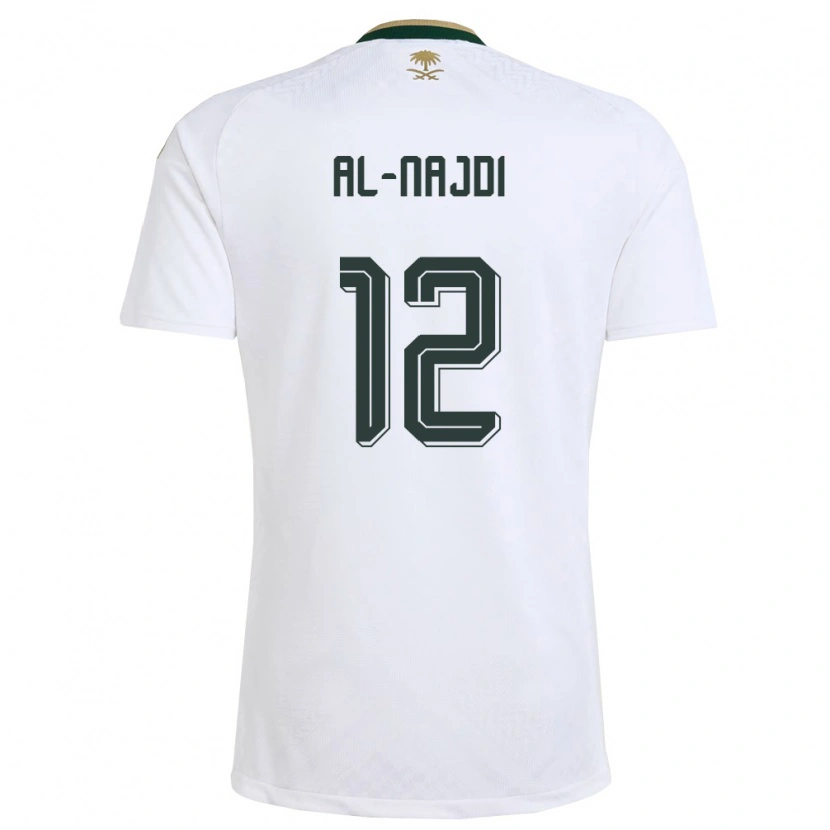 Danxen Hombre Camiseta Arabia Saudita Salem Al-Najdi #12 Blanco Verde Oro 2ª Equipación 26-28 La Camisa