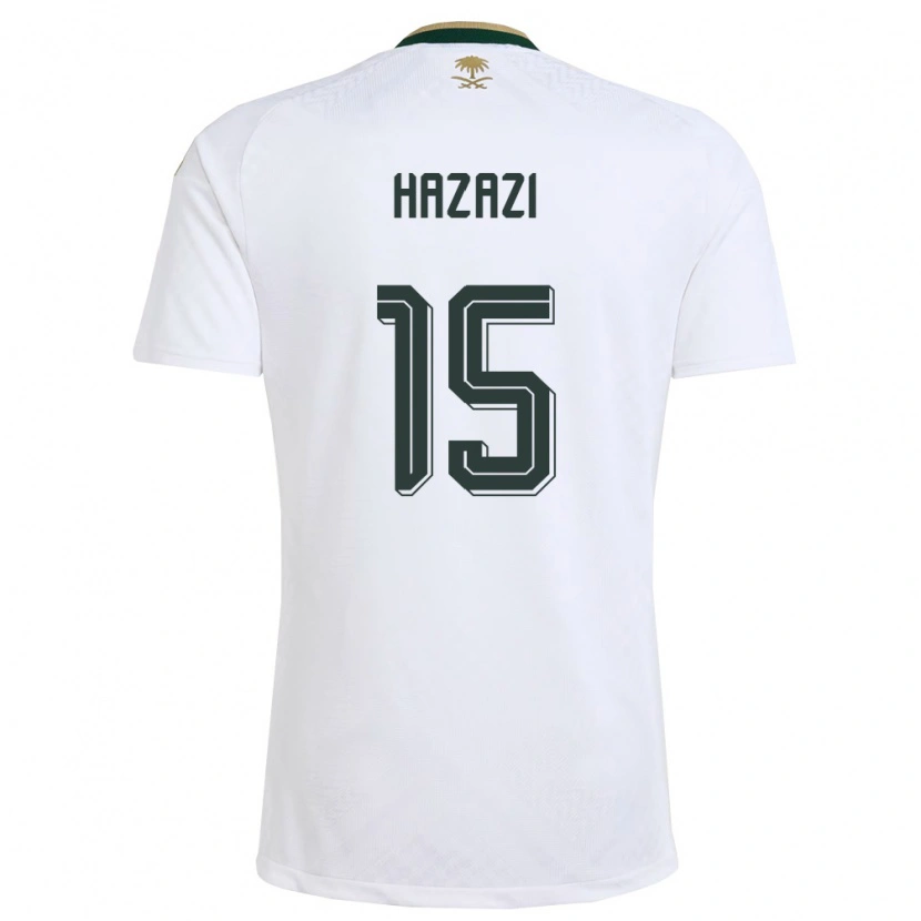 Danxen Hombre Camiseta Arabia Saudita Bassam Hazzazi #15 Blanco Verde Oro 2ª Equipación 26-28 La Camisa