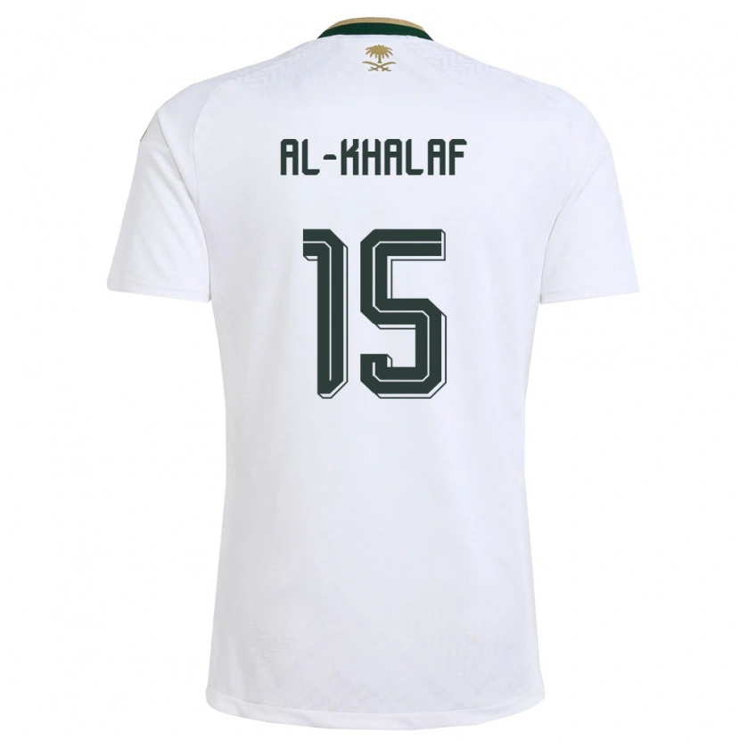 Danxen Hombre Camiseta Arabia Saudita Mohammed Al-Khalaf #15 Blanco Verde Oro 2ª Equipación 26-28 La Camisa