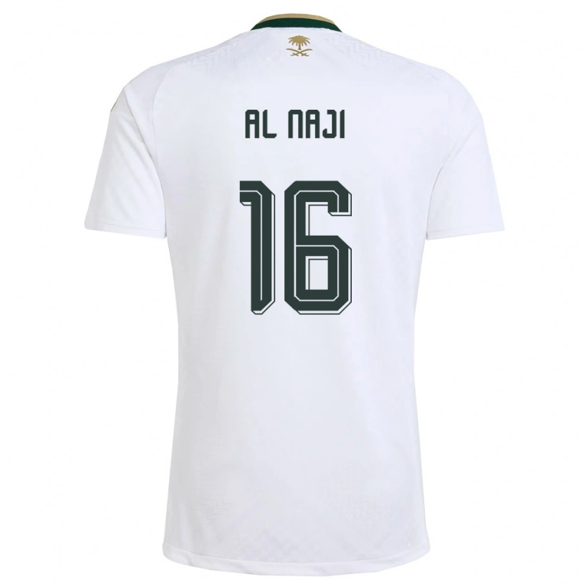 Danxen Hombre Camiseta Arabia Saudita Sami Al Naji #16 Blanco Verde Oro 2ª Equipación 26-28 La Camisa