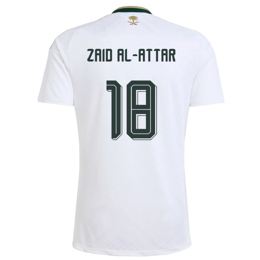 Danxen Hombre Camiseta Arabia Saudita Ramez Al-Attar #18 Blanco Verde Oro 2ª Equipación 26-28 La Camisa