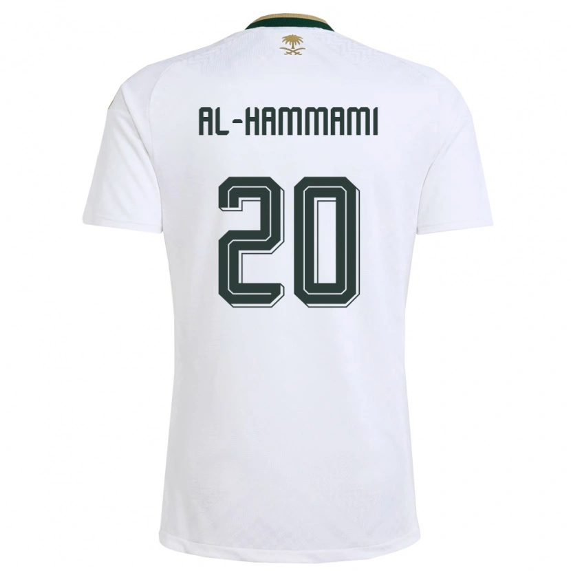 Danxen Hombre Camiseta Arabia Saudita Hammam Al-Hammami #20 Blanco Verde Oro 2ª Equipación 26-28 La Camisa