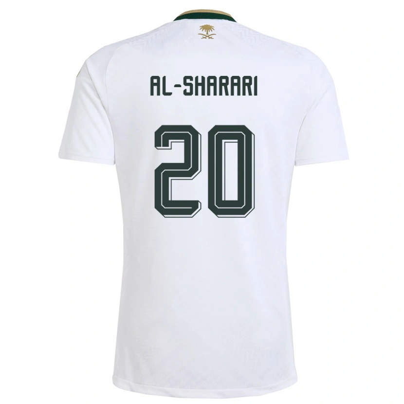 Danxen Hombre Camiseta Arabia Saudita Essa Al-Sharari #20 Blanco Verde Oro 2ª Equipación 26-28 La Camisa
