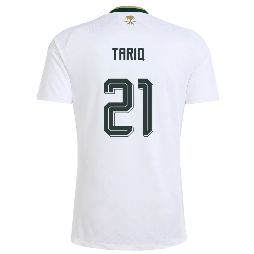Danxen Hombre Camiseta Arabia Saudita Juri Tariq #21 Blanco Verde Oro 2ª Equipación 26-28 La Camisa