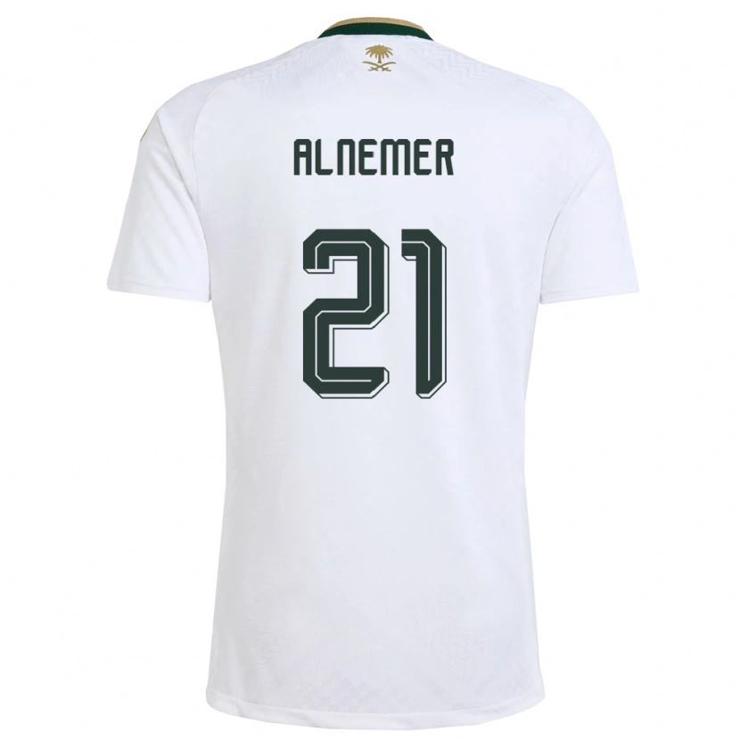 Danxen Hombre Camiseta Arabia Saudita Meshari Alnemer #21 Blanco Verde Oro 2ª Equipación 26-28 La Camisa