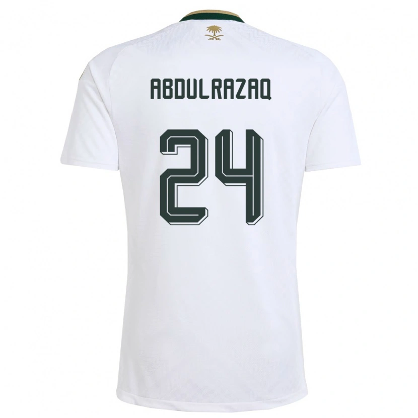 Danxen Hombre Camiseta Arabia Saudita Aseel Abdulrazaq #24 Blanco Verde Oro 2ª Equipación 26-28 La Camisa