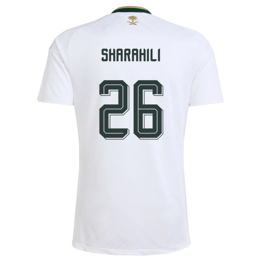 Danxen Hombre Camiseta Arabia Saudita Riyadh Sharahili #26 Blanco Verde Oro 2ª Equipación 26-28 La Camisa