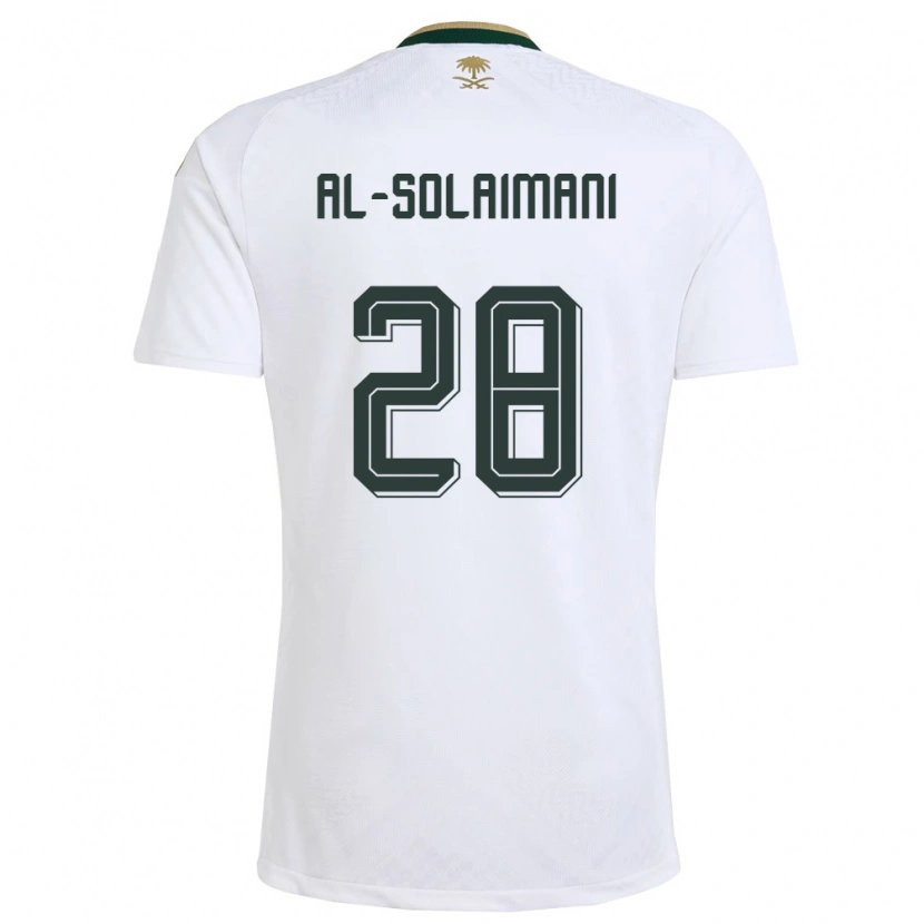 Danxen Hombre Camiseta Arabia Saudita Solaiman Al-Solaimani #28 Blanco Verde Oro 2ª Equipación 26-28 La Camisa