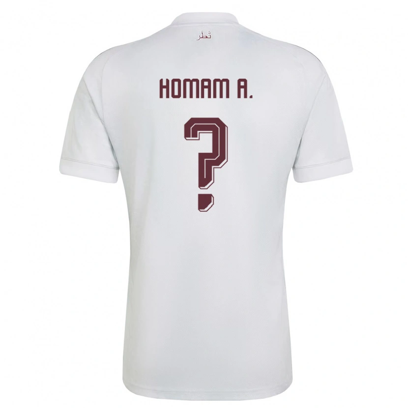 Danxen Hombre Camiseta Catar Homam Ahmad #0 Blanco Borgoña 2ª Equipación 26-28 La Camisa