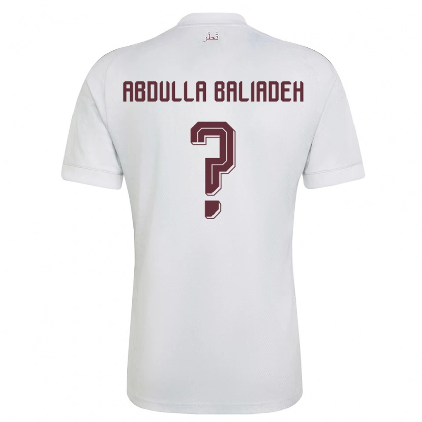 Danxen Hombre Camiseta Catar Yousef Abdulla Baliadeh #0 Blanco Borgoña 2ª Equipación 26-28 La Camisa