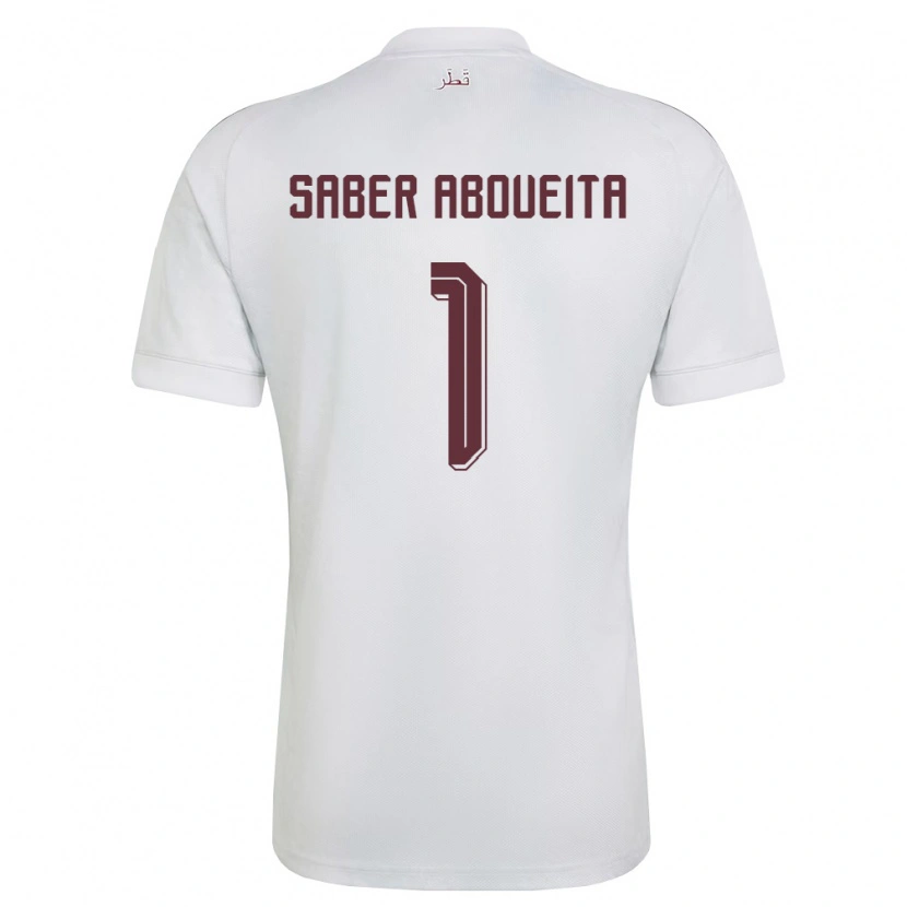 Danxen Hombre Camiseta Catar Ahmed Aboueita #1 Blanco Borgoña 2ª Equipación 26-28 La Camisa