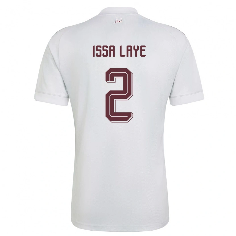 Danxen Hombre Camiseta Catar Issa Laye #2 Blanco Borgoña 2ª Equipación 26-28 La Camisa
