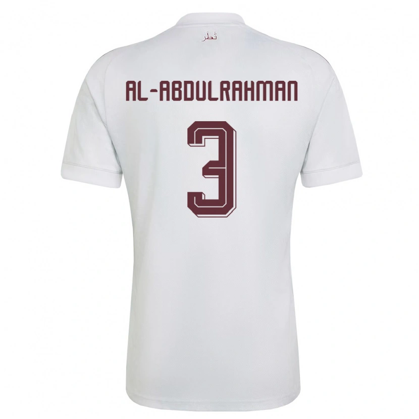 Danxen Hombre Camiseta Catar Sultan Al-Abdulrahman #3 Blanco Borgoña 2ª Equipación 26-28 La Camisa