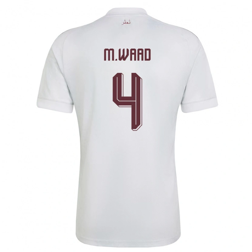 Danxen Hombre Camiseta Catar Mohammed Waad #4 Blanco Borgoña 2ª Equipación 26-28 La Camisa