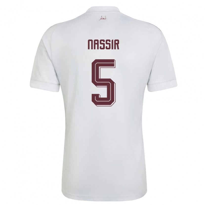 Danxen Hombre Camiseta Catar Taha Nassir #5 Blanco Borgoña 2ª Equipación 26-28 La Camisa