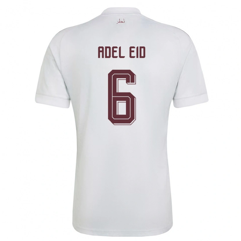 Danxen Hombre Camiseta Catar Bassam Adel Eid #6 Blanco Borgoña 2ª Equipación 26-28 La Camisa