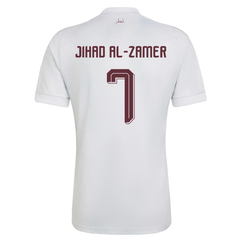 Danxen Hombre Camiseta Catar Mohammed Jihad Al-Zamer #7 Blanco Borgoña 2ª Equipación 26-28 La Camisa