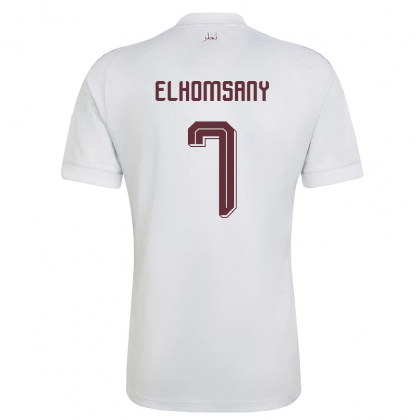 Danxen Hombre Camiseta Catar Yasmeen Elhomsany #7 Blanco Borgoña 2ª Equipación 26-28 La Camisa