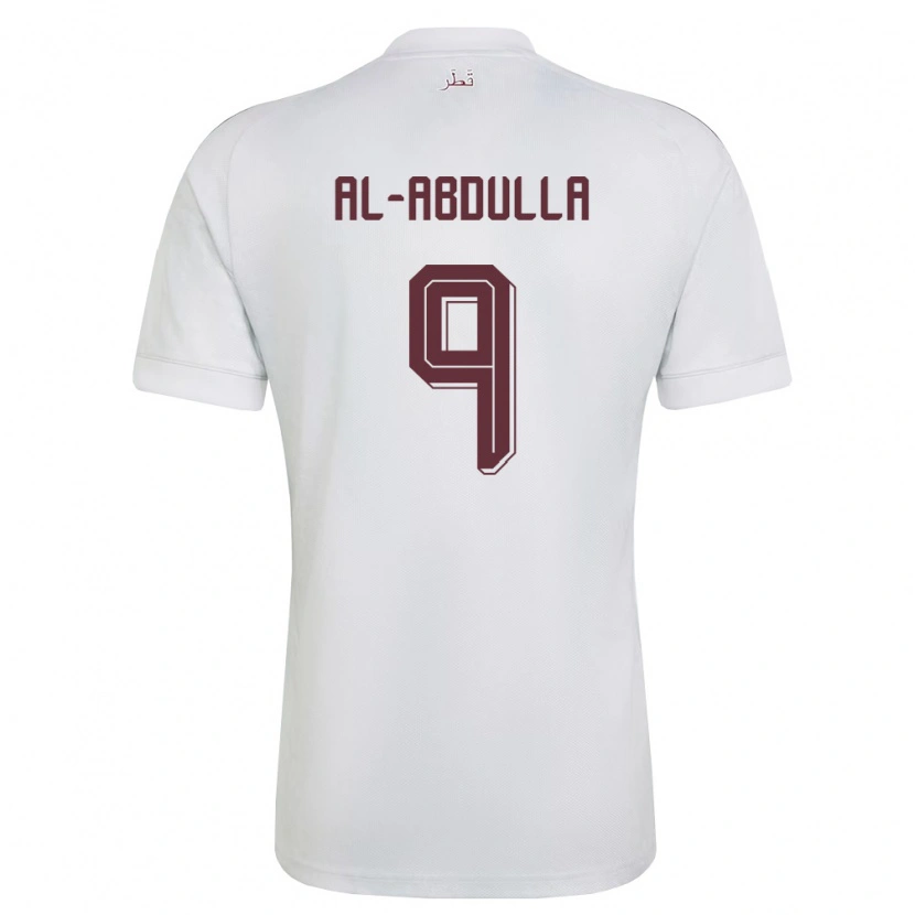 Danxen Hombre Camiseta Catar Rashid Al-Abdulla #9 Blanco Borgoña 2ª Equipación 26-28 La Camisa