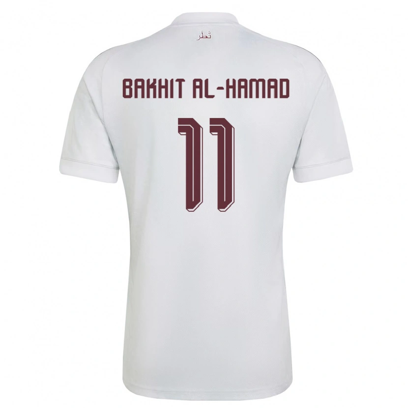 Danxen Hombre Camiseta Catar Faisal Bakhit Al-Hamad #11 Blanco Borgoña 2ª Equipación 26-28 La Camisa
