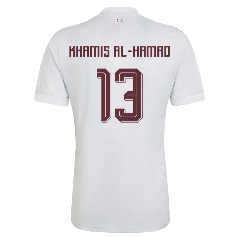 Danxen Hombre Camiseta Catar Saoud Al-Hamad #13 Blanco Borgoña 2ª Equipación 26-28 La Camisa