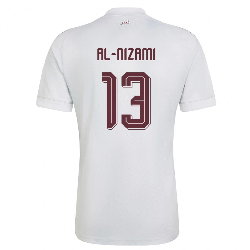 Danxen Hombre Camiseta Catar Yousef Mohammad Al-Nizami #13 Blanco Borgoña 2ª Equipación 26-28 La Camisa