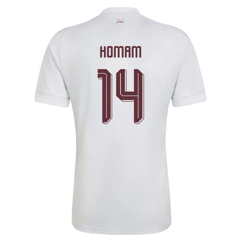 Danxen Hombre Camiseta Catar Homam Al-Amin #14 Blanco Borgoña 2ª Equipación 26-28 La Camisa