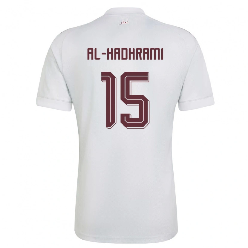 Danxen Hombre Camiseta Catar Naif Al-Hadhrami #15 Blanco Borgoña 2ª Equipación 26-28 La Camisa