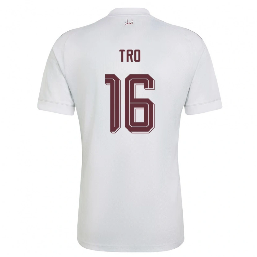 Danxen Hombre Camiseta Catar Jaedon Tro #16 Blanco Borgoña 2ª Equipación 26-28 La Camisa