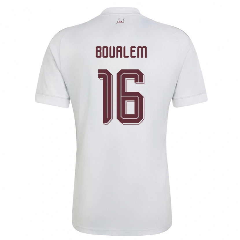 Danxen Hombre Camiseta Catar Boualem Khoukhi #16 Blanco Borgoña 2ª Equipación 26-28 La Camisa