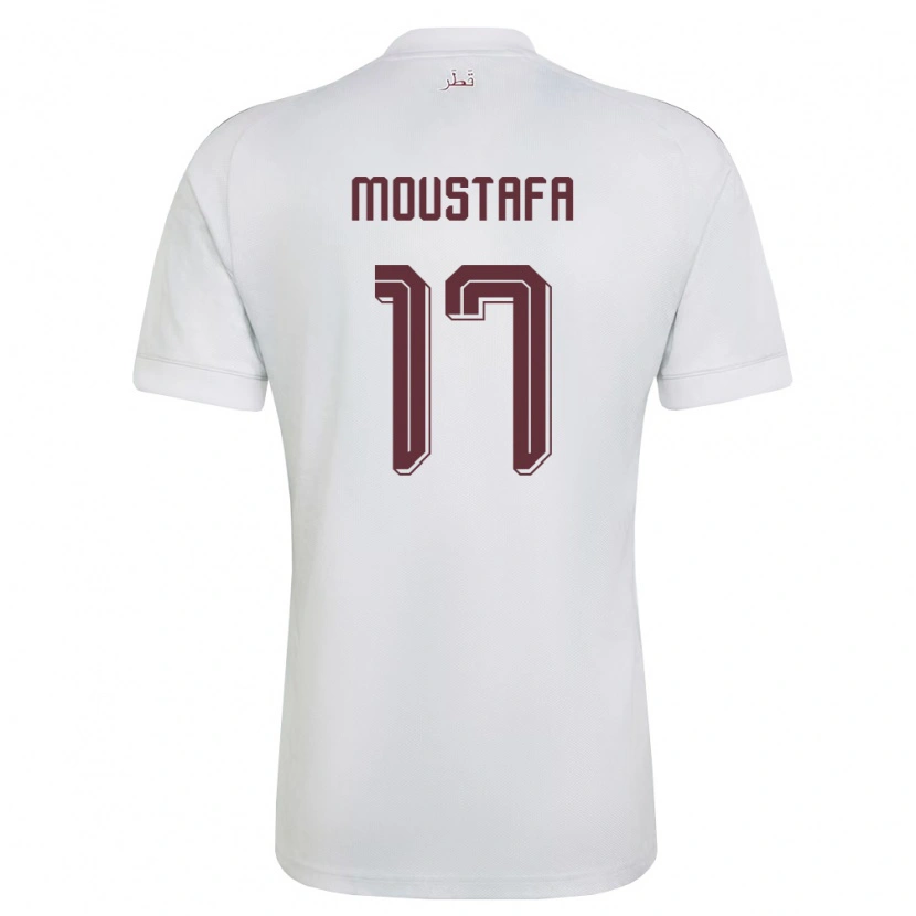 Danxen Hombre Camiseta Catar Abdelrahman Moustafa #17 Blanco Borgoña 2ª Equipación 26-28 La Camisa