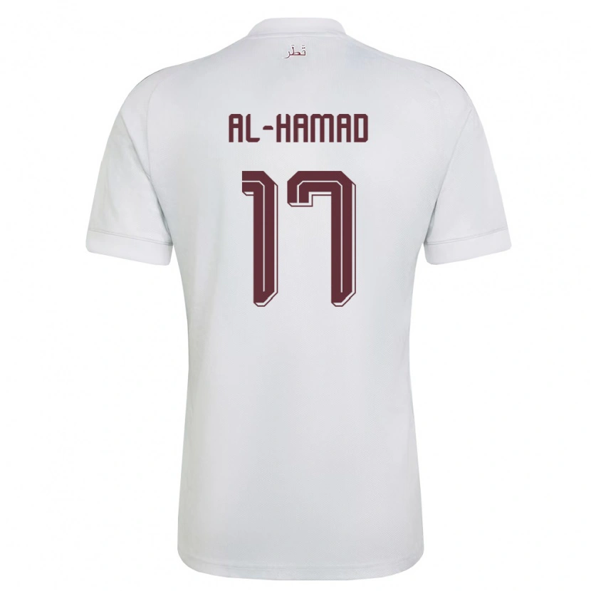 Danxen Hombre Camiseta Catar Jassem Al-Hamad #17 Blanco Borgoña 2ª Equipación 26-28 La Camisa