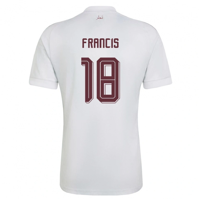 Danxen Hombre Camiseta Catar Emmanuel Francis #18 Blanco Borgoña 2ª Equipación 26-28 La Camisa