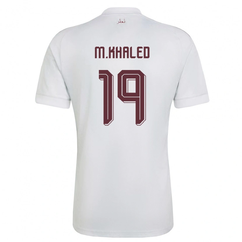 Danxen Hombre Camiseta Catar Mohamed Khaled Gouda #19 Blanco Borgoña 2ª Equipación 26-28 La Camisa